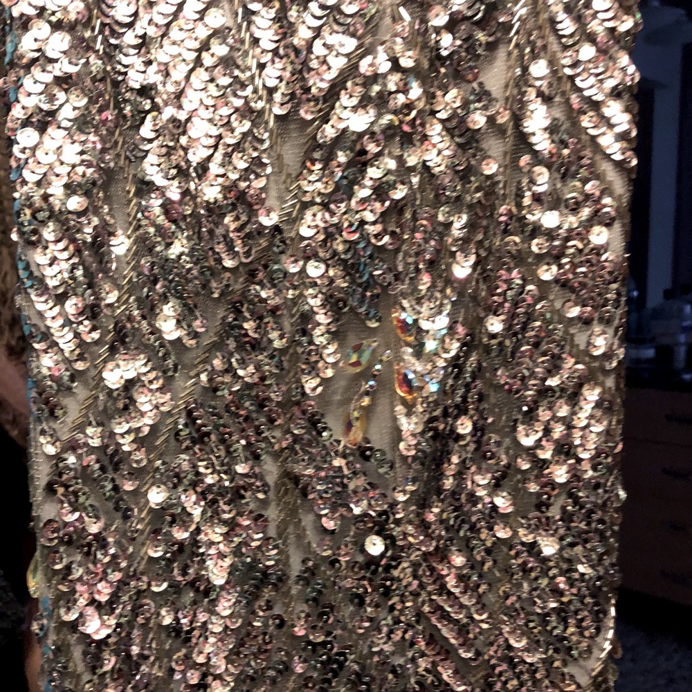 Mon Cheri Silver Sequined Prom Dress - Picture 10 of 10